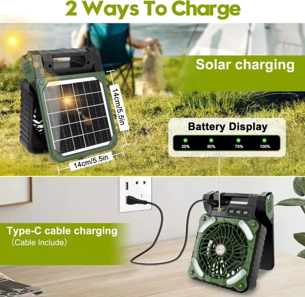 Battery Operated Powered Solar Fan MD-X99 - Image 4